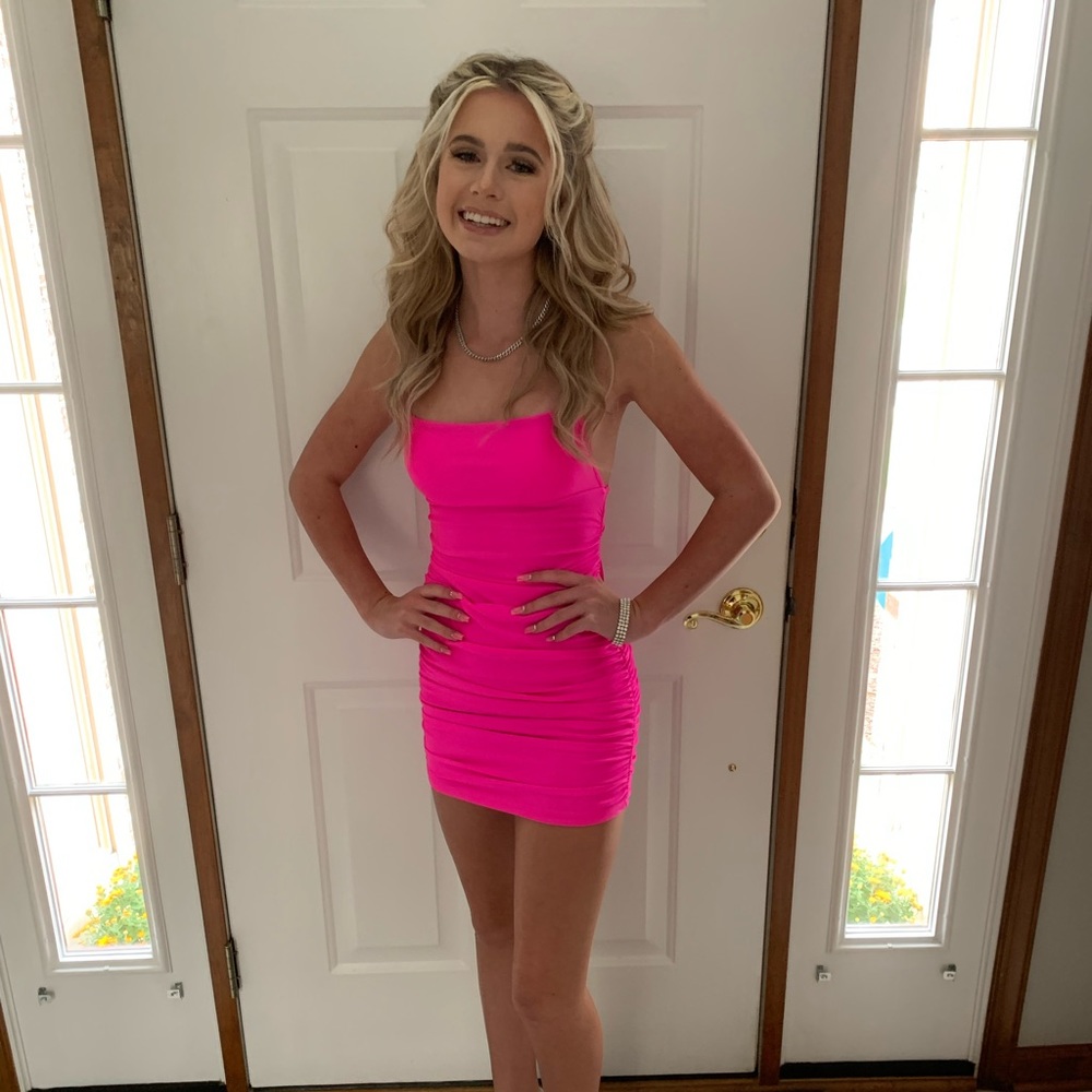 Lucy in the Sky Hot Pink Bodycon Homecoming Dress